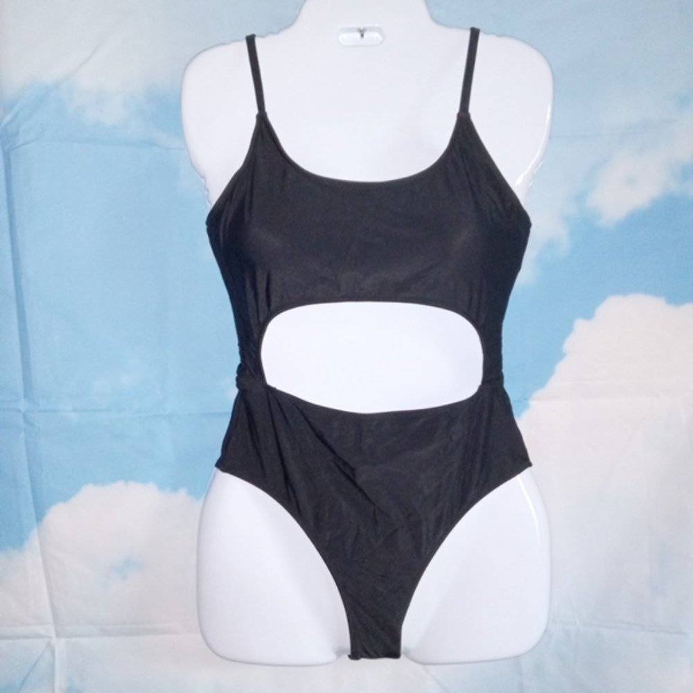 Black Monokini 1-piece swimsuit Lace up back– size Small New